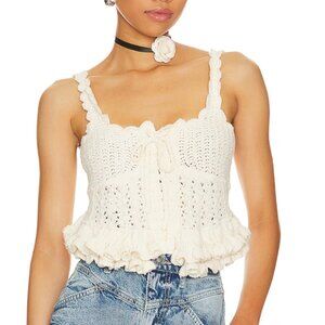 Revolve Marjorelle Knit Taissa Corset Top, S, Ivory